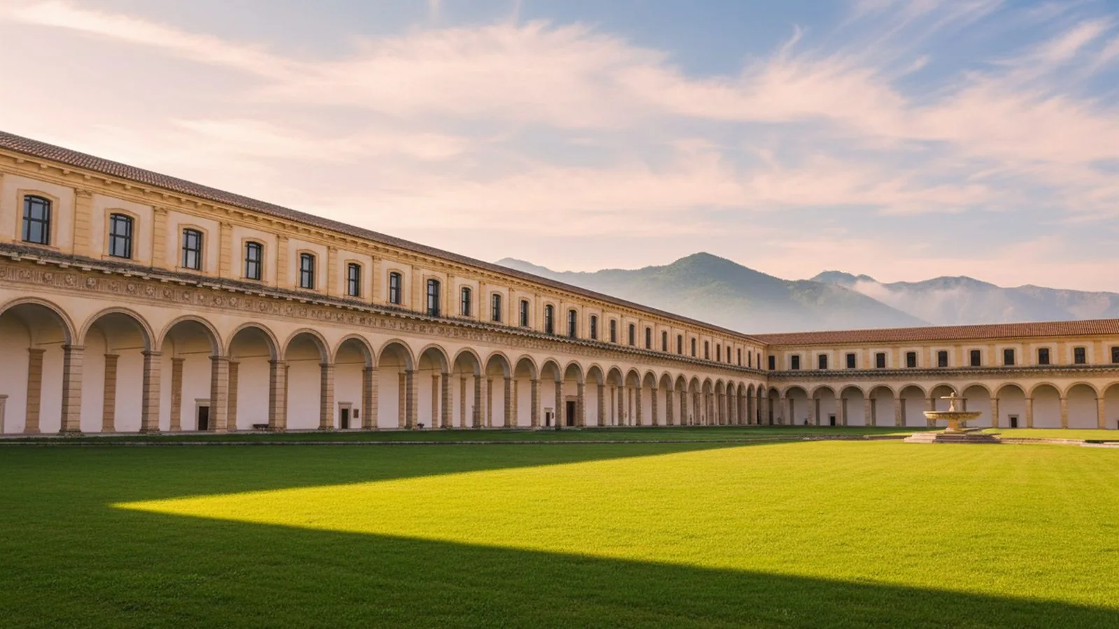 Il grande chiostro porticato della Certosa di San Lorenzo a Padula